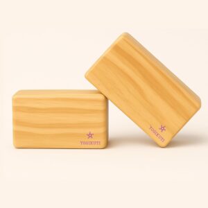 Yogikuti Premium Solid Wooden Yoga Blocks (Set of 2) – Eco-Friendly, Sturdy, Versatile Props for Yoga Practice and Stretching