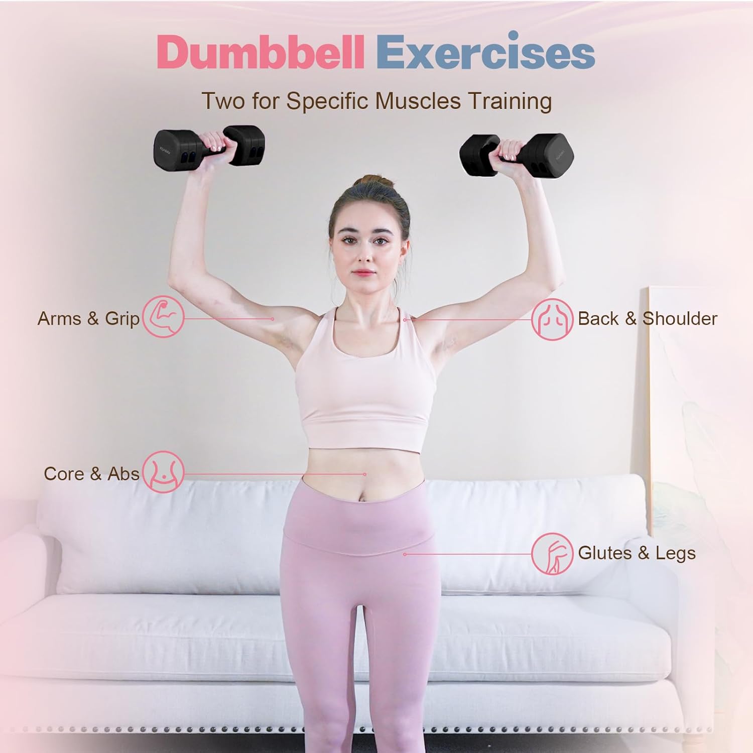 Adjustable Dumbbell Set of 2, 4 in 1 Free Weights Dumbbells Set for Women with Fast Adjustment, Each 2lb 3lb 4lb 5lb Hand Weights Set for Home Gym & Outdoor Exercise Training - Image 6