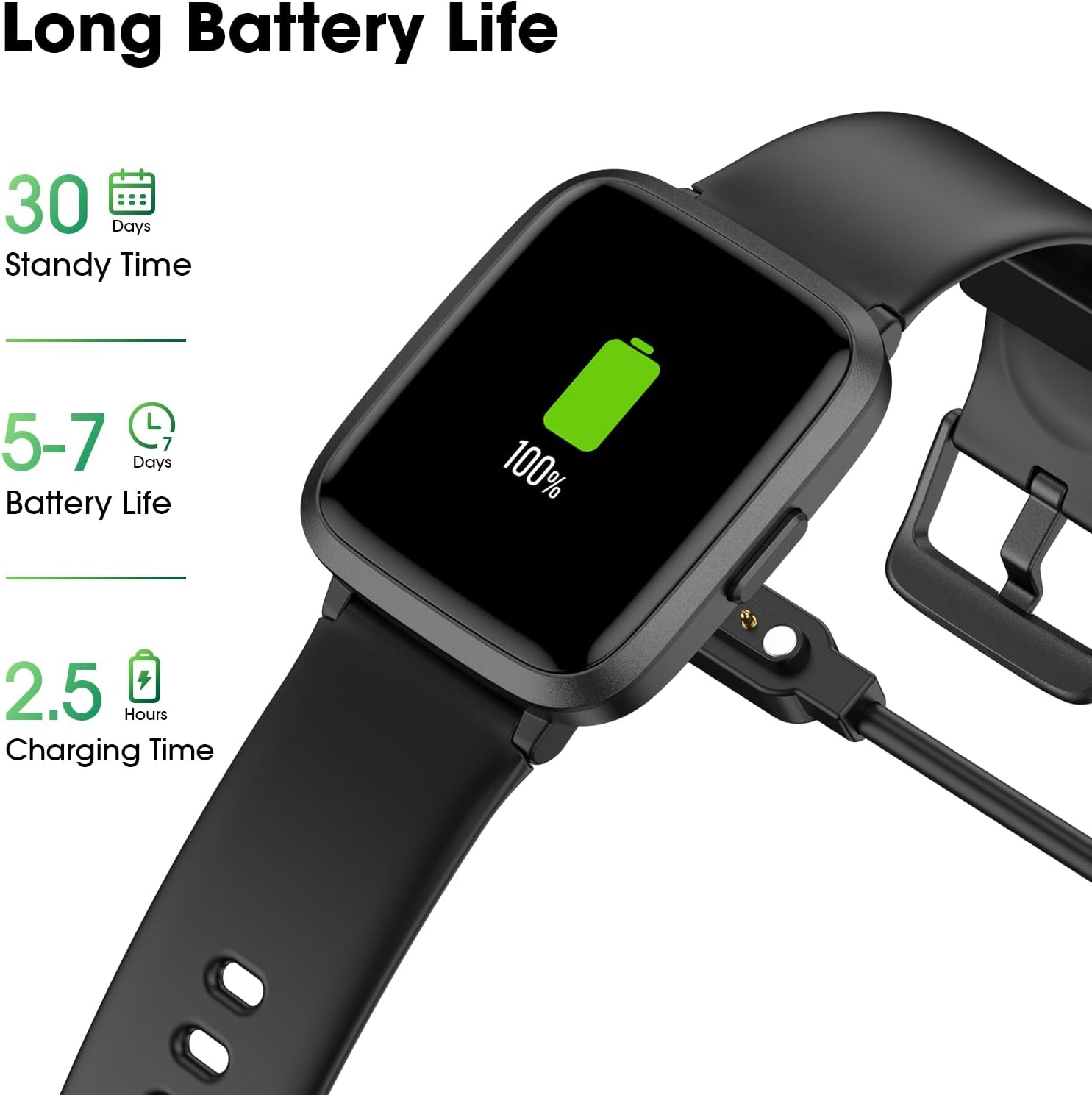 Fitness Tracker, Fitness Watch with Blood Oxygen, Blood Pressure & Heart Rate Monitor, Steps Calories Counter, Sleep Monitor, Pedometer 50 Meters Waterproof, Smart Watch for Android iPhones - Image 6