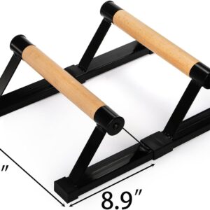 TOPZEA Wood Push Up Bars, Solid Wooden Parallettes Bars with Sturdy Steel Bracket Anti-slip Handstand Bars for Calisthenics, Fitness, At Home Gym Floor Workouts Equipment, Support Max 600 lbs, Black