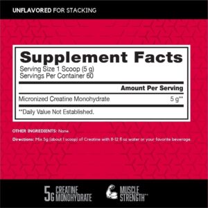 BSN Micronized Creatine Monohydrate Powder, Unflavored Creatine Powder, Micronized, Supports Muscle Building, Supports Muscle Strength, Gym Supplement, 5g per Serving, 5000mg per Servings, 60 Servings
