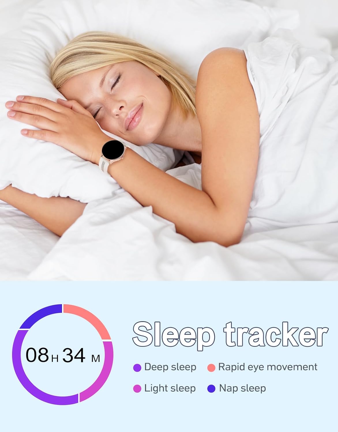 HUAKUA Smart Watches for Women Men (Answer/Make Calls) Compatible with iPhone/Android Phones, Round Smartwatch Fitness Tracker with Heart Rate Monitor Sleep/Steps Tracker Waterproof (Starlight/Gold) - Image 5