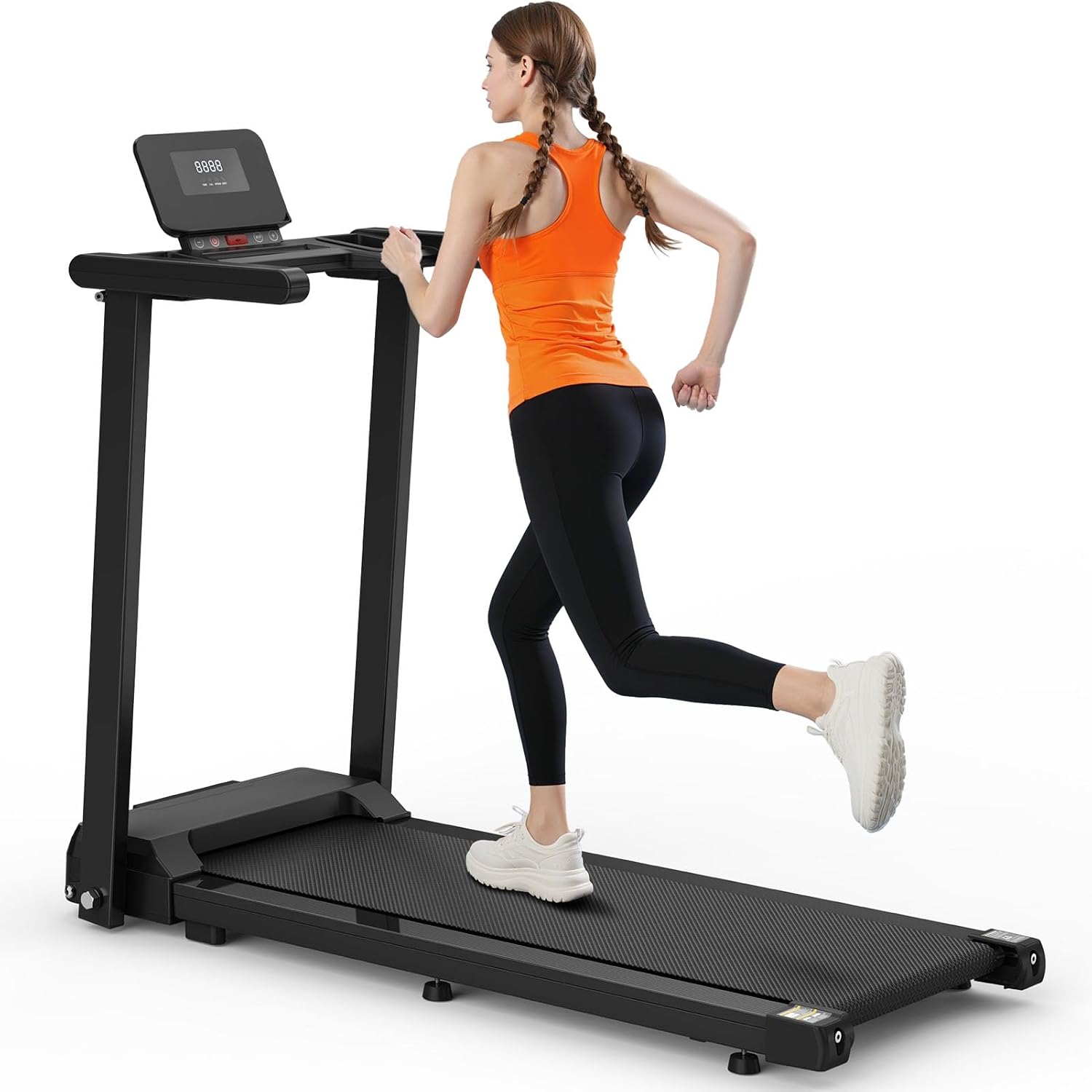 2.5 HP Quiet Walking Pad Treadmill with Handle Bar, Foldable Treadmills for Home Small, 14.17 inch Large Running Area, 6 MPH, 300 lbs Capacity, Compact Running Machine with Cup Holder - Image 7