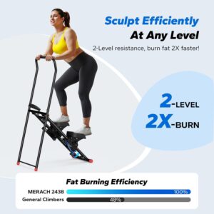 MERACH Stair Stepper for Home Gym Exercise, New Version Stairmaster for Full-Body Workout, Compact Folding Stair Climber with Extended Step Range, Adjustable Handlebar/Pedal