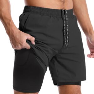 Aolesy Men’s 5”/7” Running Shorts Quick Dry Workout Gym Shorts with Pockets, Tennis Training Athletic（Linerless & Liner）