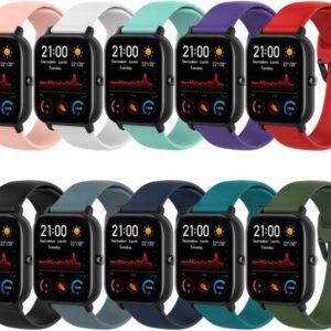 QGHXO Band Replacement for Amazfit GTS 4/4 Mini/3/2/2e/ GTR Mini/GTR 42mm/Active, Soft Silicone Band Replacement for Amazfit Bip 3/3 Pro/U Pro/S lite/Lite/S/U