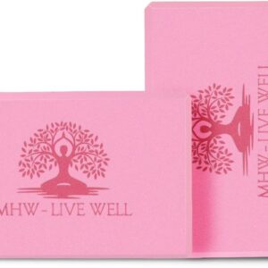 MHW – LIVE WELL EVA Foam Yoga Block, High Density Foam Exercise Block – Lightweight Pilates Block – 9.06 x 5.91 x 2.95 Inches, Single Piece, EVA Material – Pink