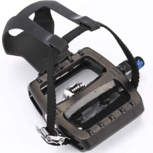 Zeray Spin Bike Pedals – Dual Platform Indoor Cycling Pedals with Clips and Straps, Compatible with Shimano SPD, Suitable for Spin Bike and Peloton