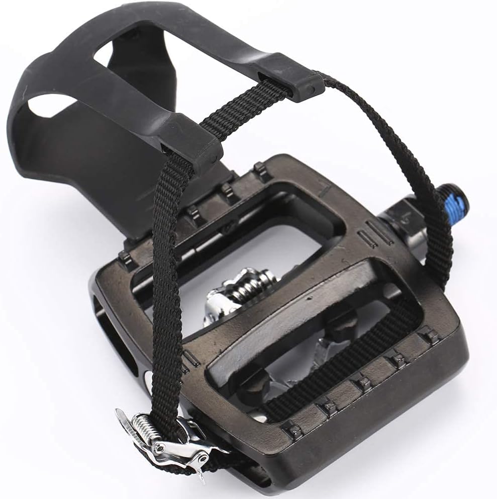 Zeray Spin Bike Pedals - Dual Platform Indoor Cycling Pedals with Clips and Straps, Compatible with Shimano SPD, Suitable for Spin Bike and Peloton - Image 2