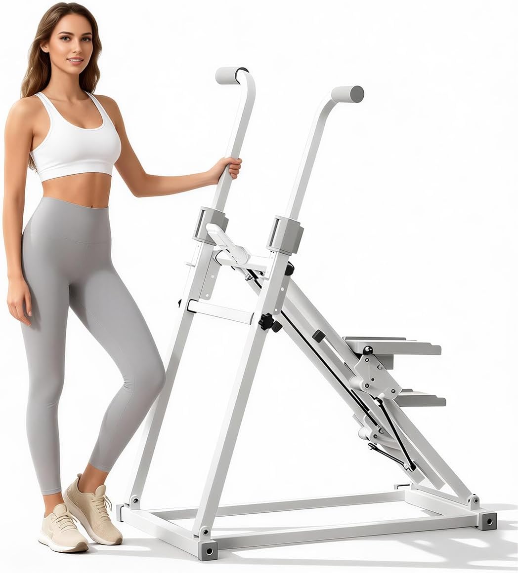 Upgraded Foldable Stair Stepper Machine with Adjustable Handles Cardio Climber for Home Cardio Workout, LCD Display & Non-Slip Pedals – Quiet, Stable Design Fitness Equipment Supports 330 lbs