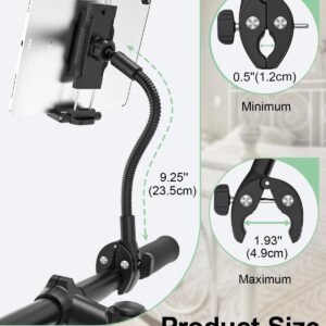 Gooseneck Handlebar Tablet Holder for Bicycle/Treadmill/Stroller, Wheelchair Tablet Mount with Flexible Arm for iPad Pro/Air/Mini, Galaxy, 6.1-15.6″ Devices and Thickness Cases [Up to 1.18″]