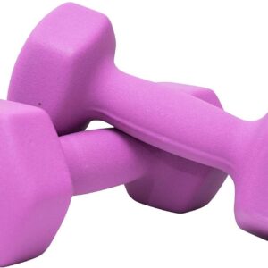FUXION 10 lb Neoprene Dumbbell Hand Weights, Sets of 2 with Multiple Weight Options, Hexagon Non-Slip Weights for Home Gym Yoga Pilates Workout – purple