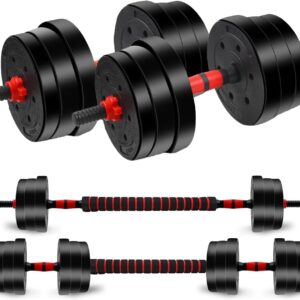 Adjustable Dumbbell Set, 5-44 lbs Free Weight Set with Connector, Convertible Dumbbell, Barbell, Push-up, Home Gym Fitness Weight for Men Women