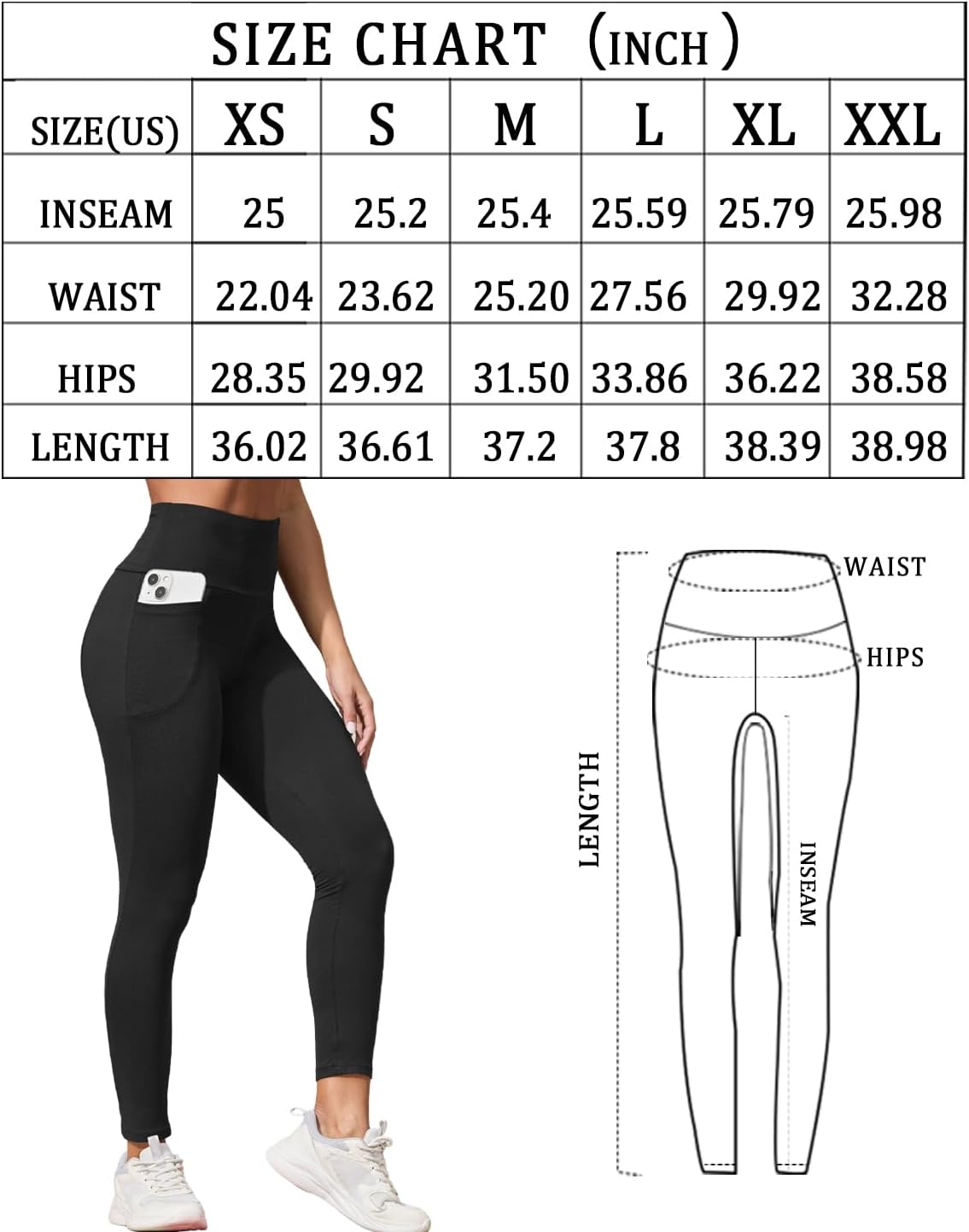 Buttery Soft Leggings with Pockets, High Waisted Tummy Control No See Through Workout Yoga Pants for Women - Image 6
