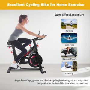 Black Indoor Cycling Bike with LCD Monitor, 35lb Flywheel, 330lb Capacity, Adjustable Magnetic Resistance & Seat for Home Cardio Fitness
