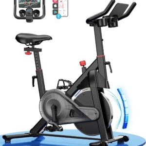 Superun Exercise Bike, Stationary Bikes for Home with Brake Pad, Low Noise Spin Bike with 300LBS Weight Capacity, Indoor Cycling for Home Gym with Pad Mount LCD Monitor and Cup Holder
