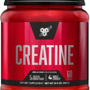 BSN Micronized Creatine Monohydrate Powder, Unflavored Creatine Powder, Micronized, Supports Muscle Building, Supports Muscle Strength, Gym Supplement, 5g per Serving, 5000mg per Servings, 60 Servings