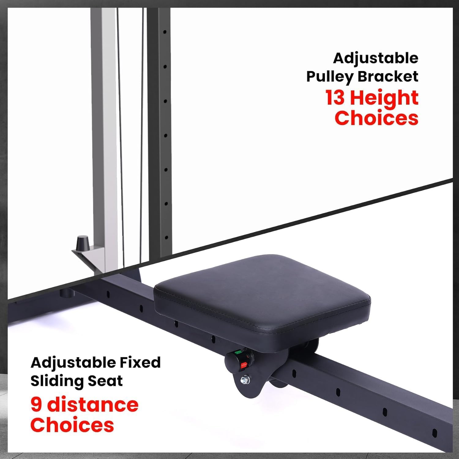 2 in 1 Rowing & Cable Machine Adjustable LAT Pull Down and Low Row Cable Machine with High and Low Pulley Stations, Multi-Function Compact Rowing Machine for Home Gym - Image 4