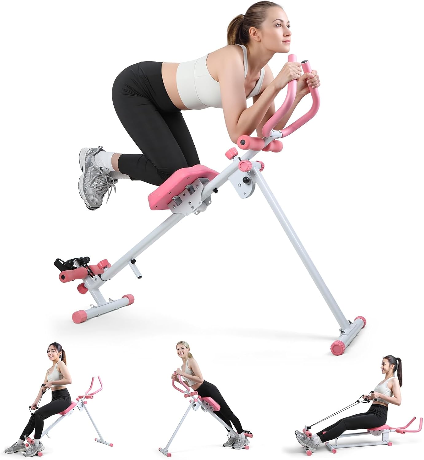 YOXIER Rowing Machine, 3-in-1 Rowing Machines for Home, Adjustable Ab Trainer Machine for Abs Workout at Home Gym, Foldable, Knee Protection, Abdominal Trainer for Stomach Workout