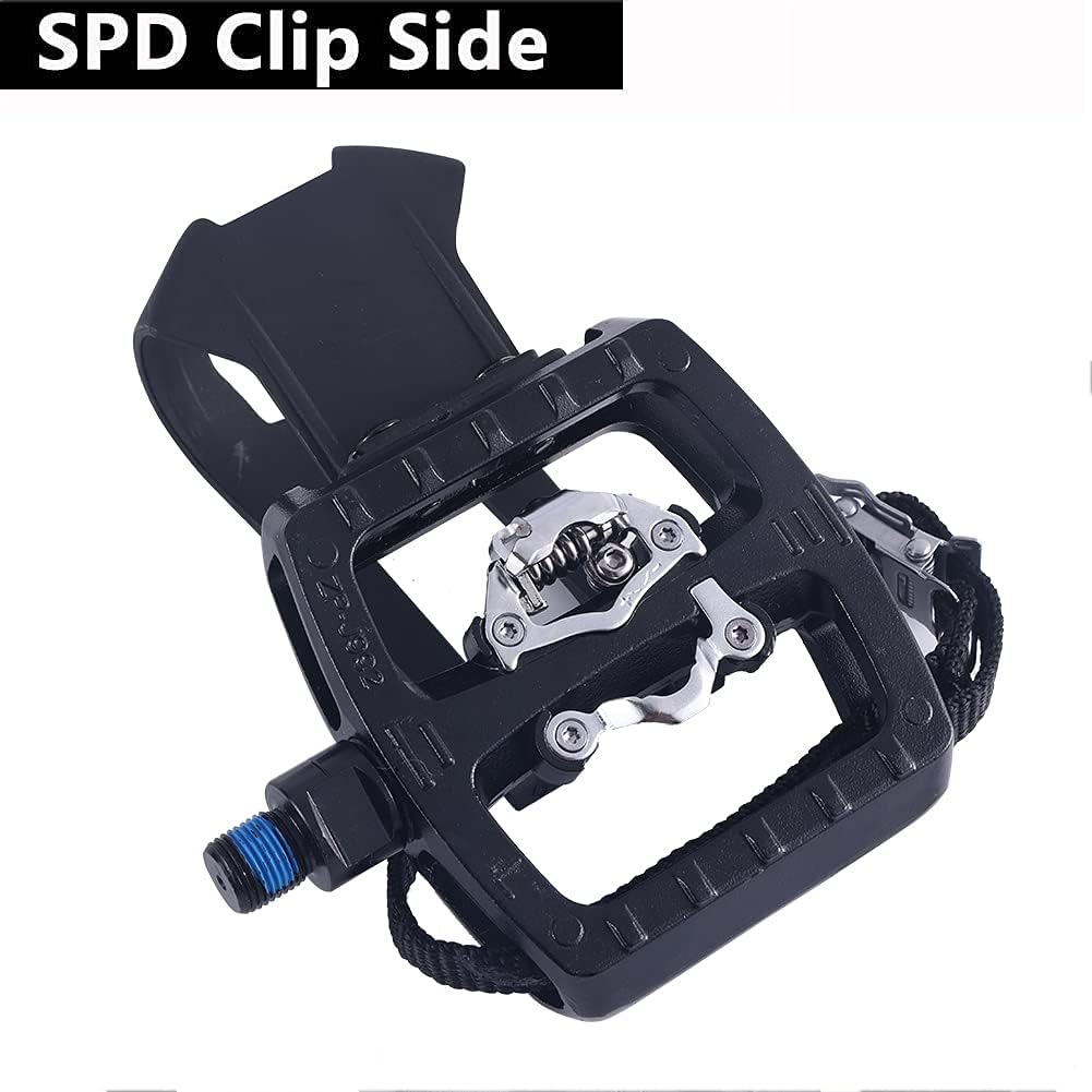 Zeray Spin Bike Pedals - Dual Platform Indoor Cycling Pedals with Clips and Straps, Compatible with Shimano SPD, Suitable for Spin Bike and Peloton - Image 3