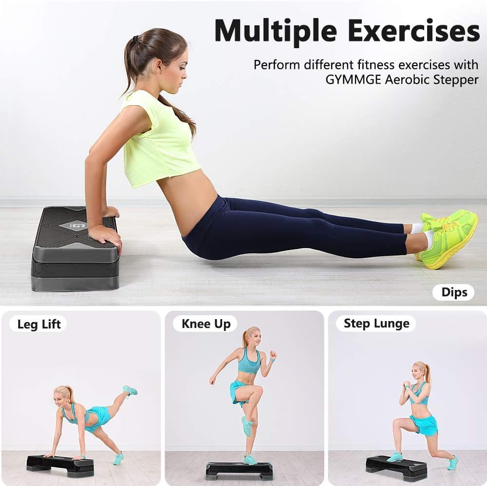 Adjustable Workout Aerobic Stepper, Aerobic Exercise Step Platform with 2 Risers, Exercise Step Deck for Fitness, 26.5" Trainer Stepper with Non-Slip Surface Home Gym & Extra Risers Options - Image 7