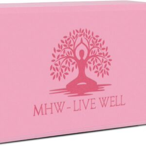MHW – LIVE WELL EVA Foam Yoga Block, High Density Foam Exercise Block – Lightweight Pilates Block – 9.06 x 5.91 x 2.95 Inches, Single Piece, EVA Material – Pink