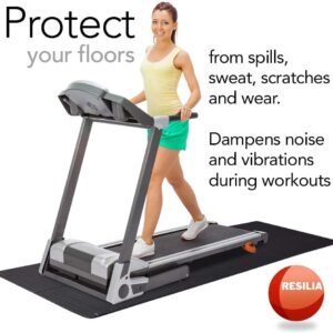 Extra Long Non-Slip Exercise Mat – 8.5 Feet, Black, Waterproof, Large Mat for Use Under Treadmill or Rowing Machine, Gym and Fitness Equipment, Dual Pad, Hard Floor, Made in The USA