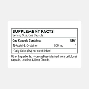 THORNE – NAC – N-Acetylcysteine – 500mg – Supports Respiratory Health & Immune Function – Promotes Liver & Kidney Detox* – Gluten, Dairy & Soy-Free – 90 Servings