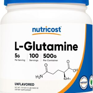 Nutricost L-Glutamine Powder (500 Grams) Unflavored – Gluten Free & Non-GMO, 100 Servings