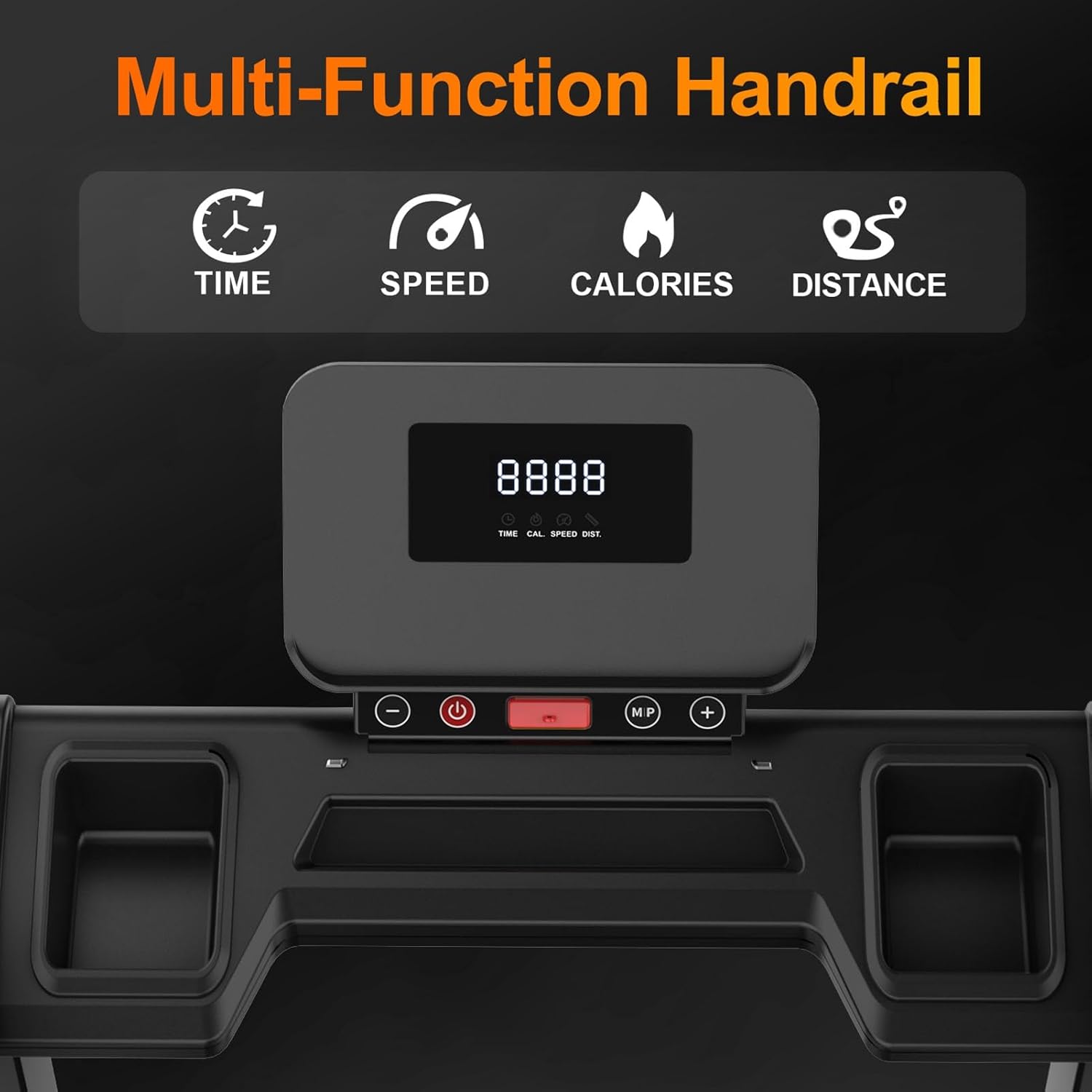2.5 HP Quiet Walking Pad Treadmill with Handle Bar, Foldable Treadmills for Home Small, 14.17 inch Large Running Area, 6 MPH, 300 lbs Capacity, Compact Running Machine with Cup Holder - Image 5