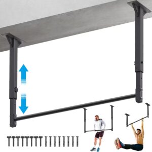 Kipika 48″ Ceiling Mounted Pull Up Bar, Heavy Duty Multi-Grip Chin Up Bar,Mounted Pullup Bar, Adjustable Height, Pull Up Bands for Chin Ups & Body Stretching, Ideal for Home Gym and Strength Training