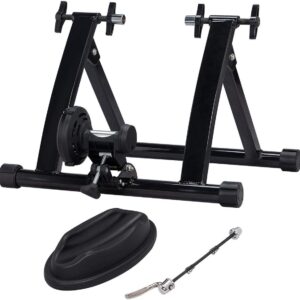 Topeakmart Magnetic Bike Trainer Stand Indoor Magnet Steel Bike Exercise Trainer Stand Resistance Stationary Bike Trainer w/Front Wheel Support and Quick Release Skewer for 26in-28in, 700C Wheels