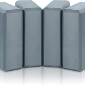 4 Pcs Yoga Blocks Soft EVA Foam Supportive Yoga Brick Non Slip Exercise Block Equipment for Pilates Exercise Workout Meditation Supplies, Grey, 9 x 6 x 3 Inches