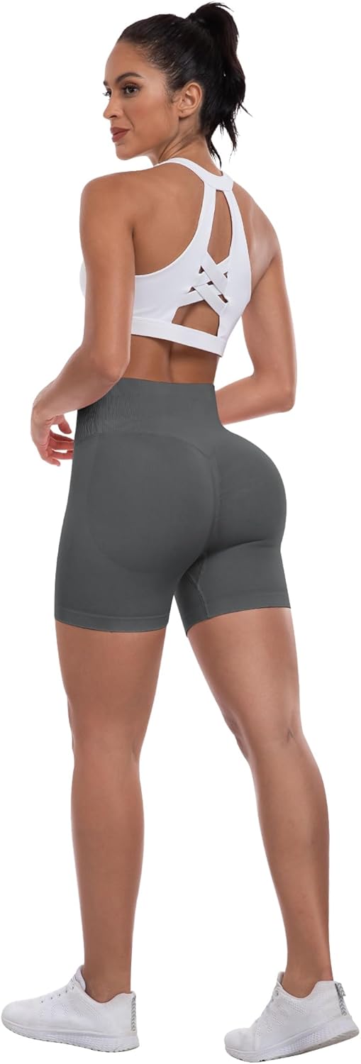 ATHVOTAR Workout Gym Shorts Women, High Waisted Seamless Butt Lifting Scrunch Butt Sports Shorts - Image 5