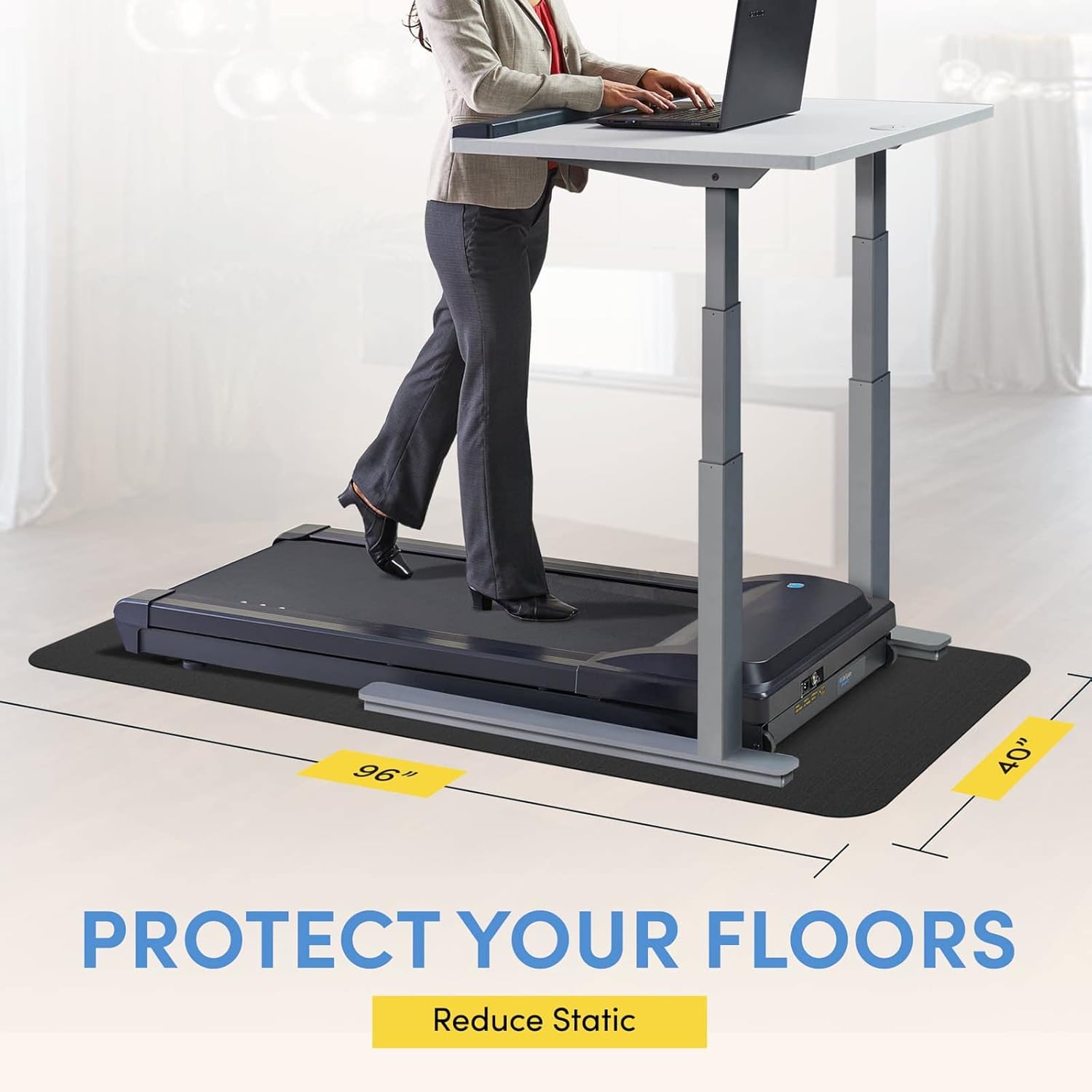 LifeSpan Fitness Exercise Large Black Equipment Mat for Under Treadmill, Rowing Machine, Elliptical, Fitness Equipment, Home Gym Floor Protection - Image 2