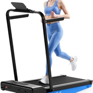 Walking Pad Treadmill with Incline and Handle Bar, 3.0 HP Foldable Treadmills 300LBS Capacity Folding Walking Pad 3 in 1 Under Desk Treadmill Remote Control with APP