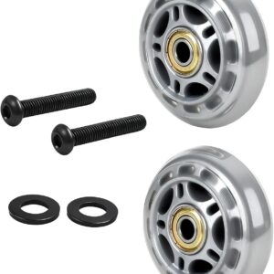 Compatible with Peloton Exercise Bike Front Mobile Wheels Replacement Kit, 2-Pack Transport Wheels with Bolts & Washers, Compatible with Peloton Bike, 2.72″ Wheel OD, Easy Indoor Relocation