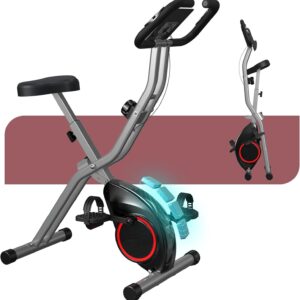 Indoor Exercise Bike for Seniors, 5 IN 1 Foldable Stationary Bike with Tri-Position Ride and 16-Level Magnetic Resistance, 300LBS Capacity, 5.5 LBS Flywheel, Designed for Home Workout 816