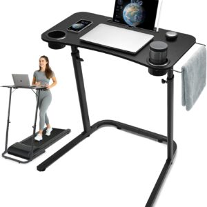 Treadmill Desk, Small Standing Desk for Walking Pad, 30-47 Inch Adjustable Height Walking Pad Stand for Treadmill, Portable Standing Table for Bike and Home Office Work – Black