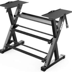 BEKING Dumbbell Rack, 3 Tier Weight Storage Rack for Dumbbells, Kettlebells, Multilevel Free Weight Organizer Stand for Home Gym Fitness, 1000-Pound Capacity