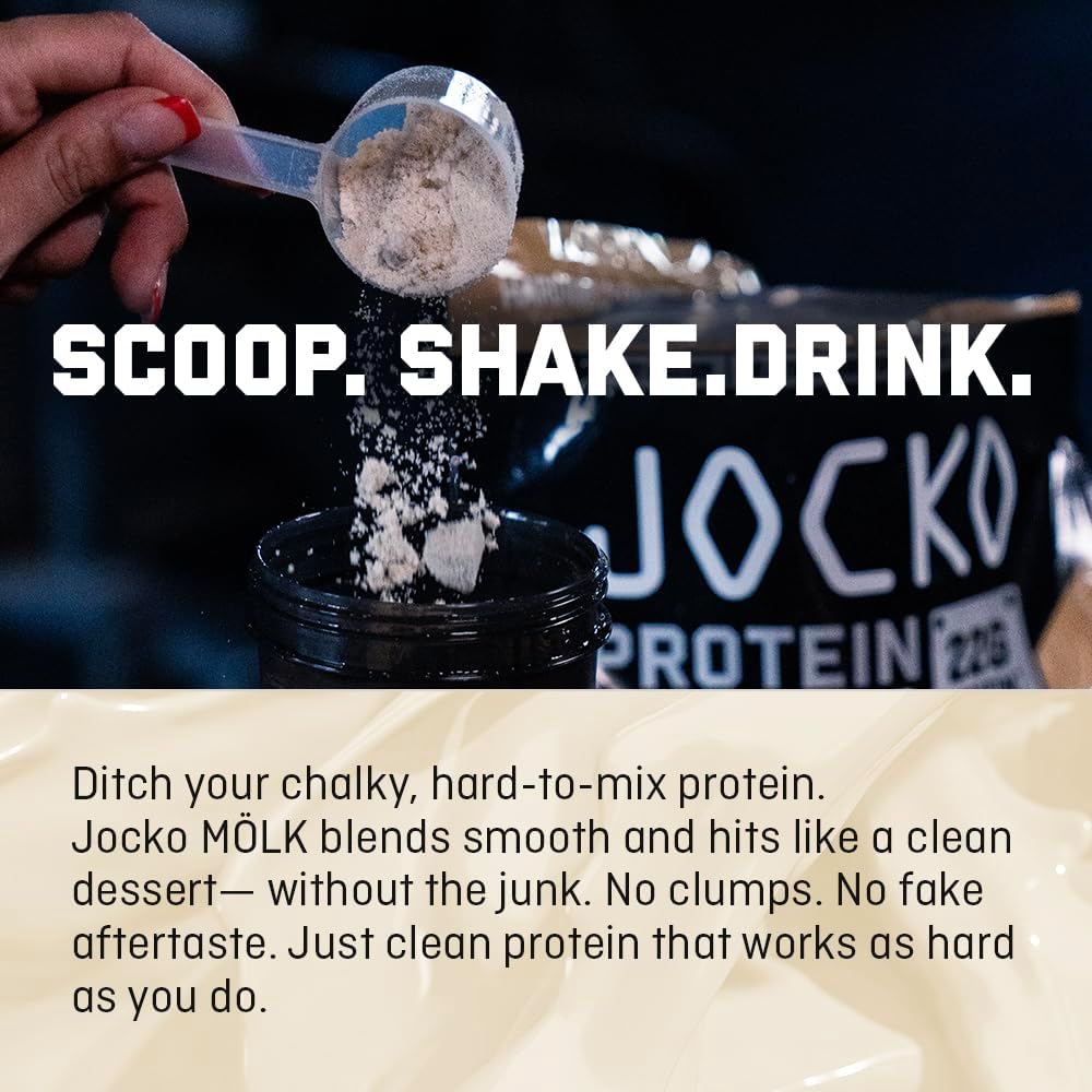 Jocko Fuel Mölk Whey Protein Powder 22g Low Sugar Monk Fruit Blend - Muscle Recovery & Growth, Packaging May Vary (27 Servings, Strawberry Milkshake) - Image 5