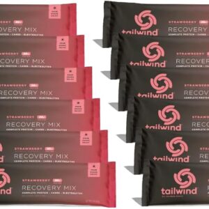 Tailwind Nutrition Recovery Mix, 20 Grams Complete Protein, Carbohydrates, and Electrolytes Powder Drink Mix for Post-Workout, Free of Gluten, Soy, and Dairy, Vegan, 12 Servings, Strawberry