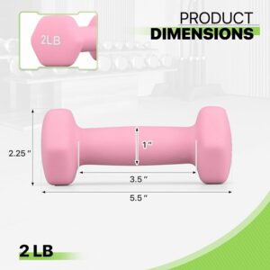 Generic Dumbbells Hand Weights Set, Neoprene Coated Hexagon Workout Dumbbell for Women and Men, Pink, 2lbs – Pair