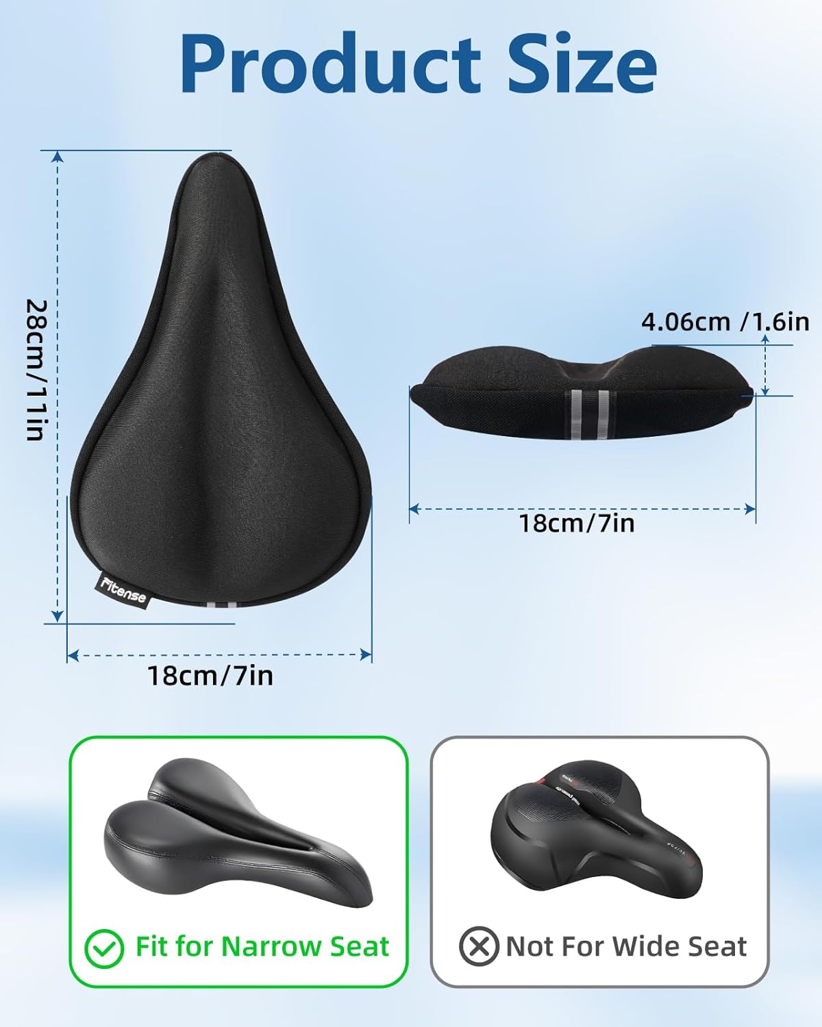 Bike Seat Cushion, Gel Padded Bike Seat Cover for Men Women, Extra Soft Exercise Bicycle Cushion Fit for Peloton, Spin Stationary Exercise, Cycling Bike with Adjustable Vel-co Secure - Image 6
