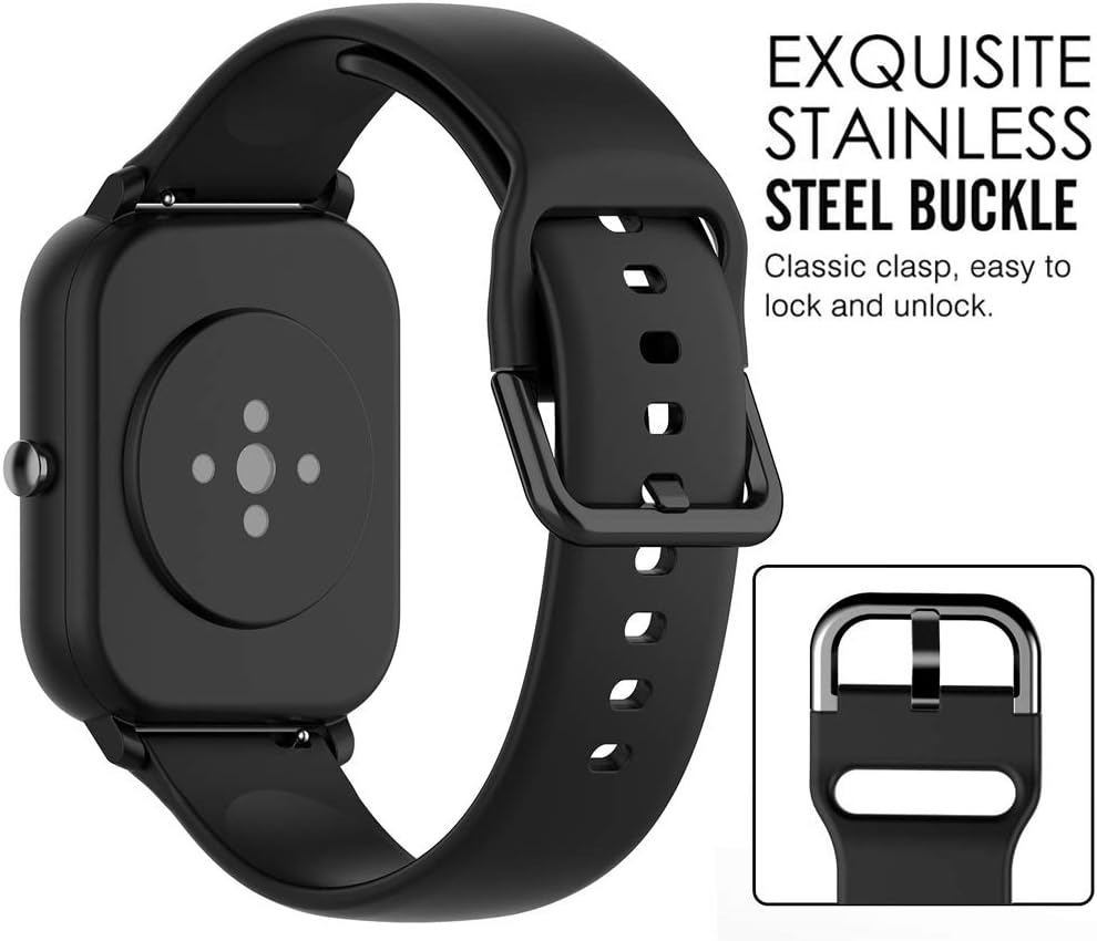 QGHXO Band Replacement for Amazfit GTS 4/4 Mini/3/2/2e/ GTR Mini/GTR 42mm/Active, Soft Silicone Band Replacement for Amazfit Bip 3/3 Pro/U Pro/S lite/Lite/S/U - Image 6