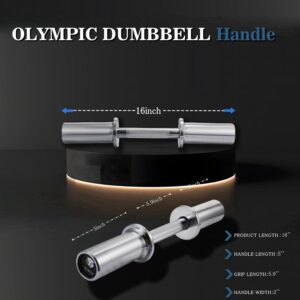 16″ Olympic Dumbbell Handle Pair – Solid Adjustable Dumbbell Bars With Spring Collars 2” Can Load(150LB/350LB), Suitable For Home Gym Exercise