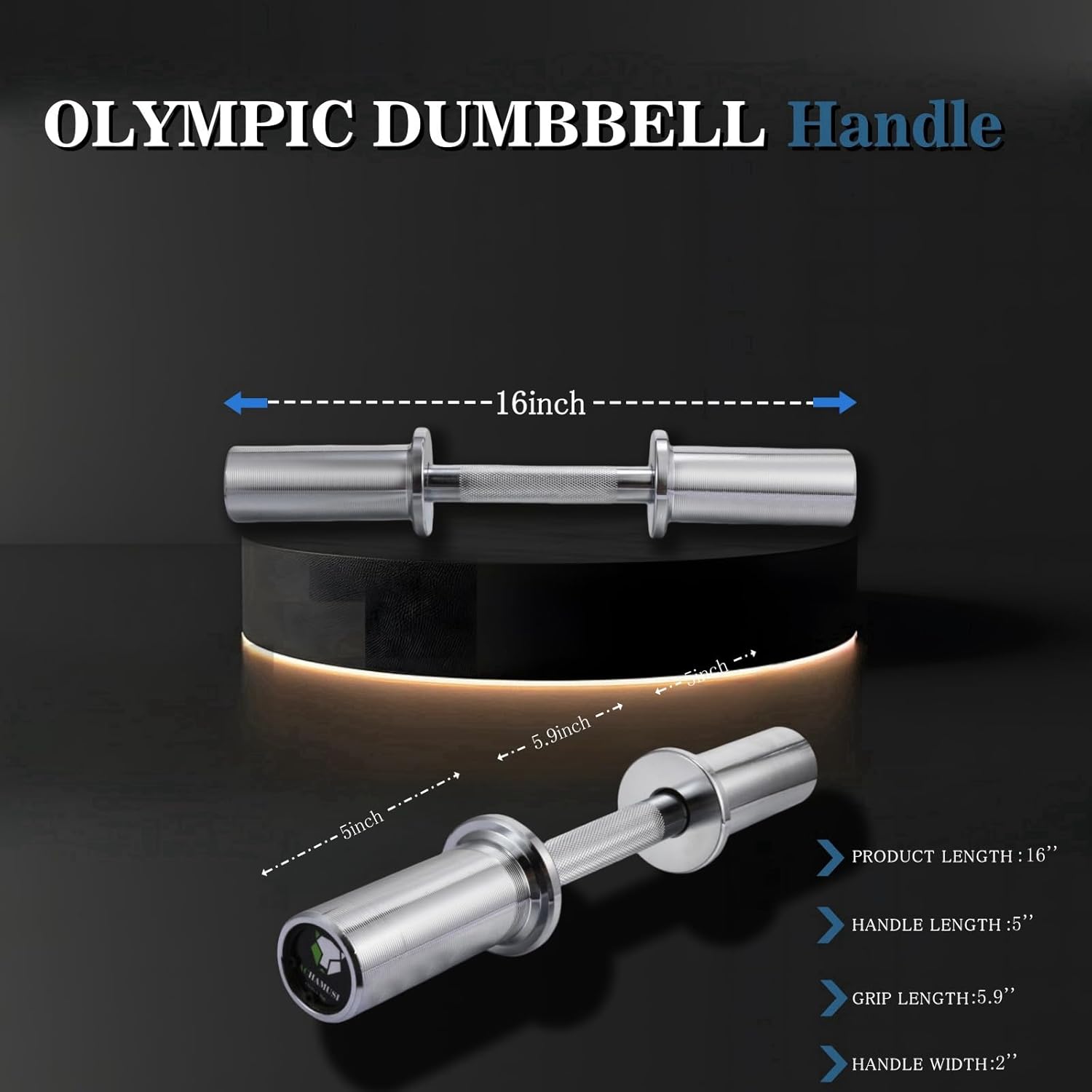 16" Olympic Dumbbell Handle Pair - Solid Adjustable Dumbbell Bars With Spring Collars 2'' Can Load(150LB/350LB), Suitable For Home Gym Exercise - Image 2