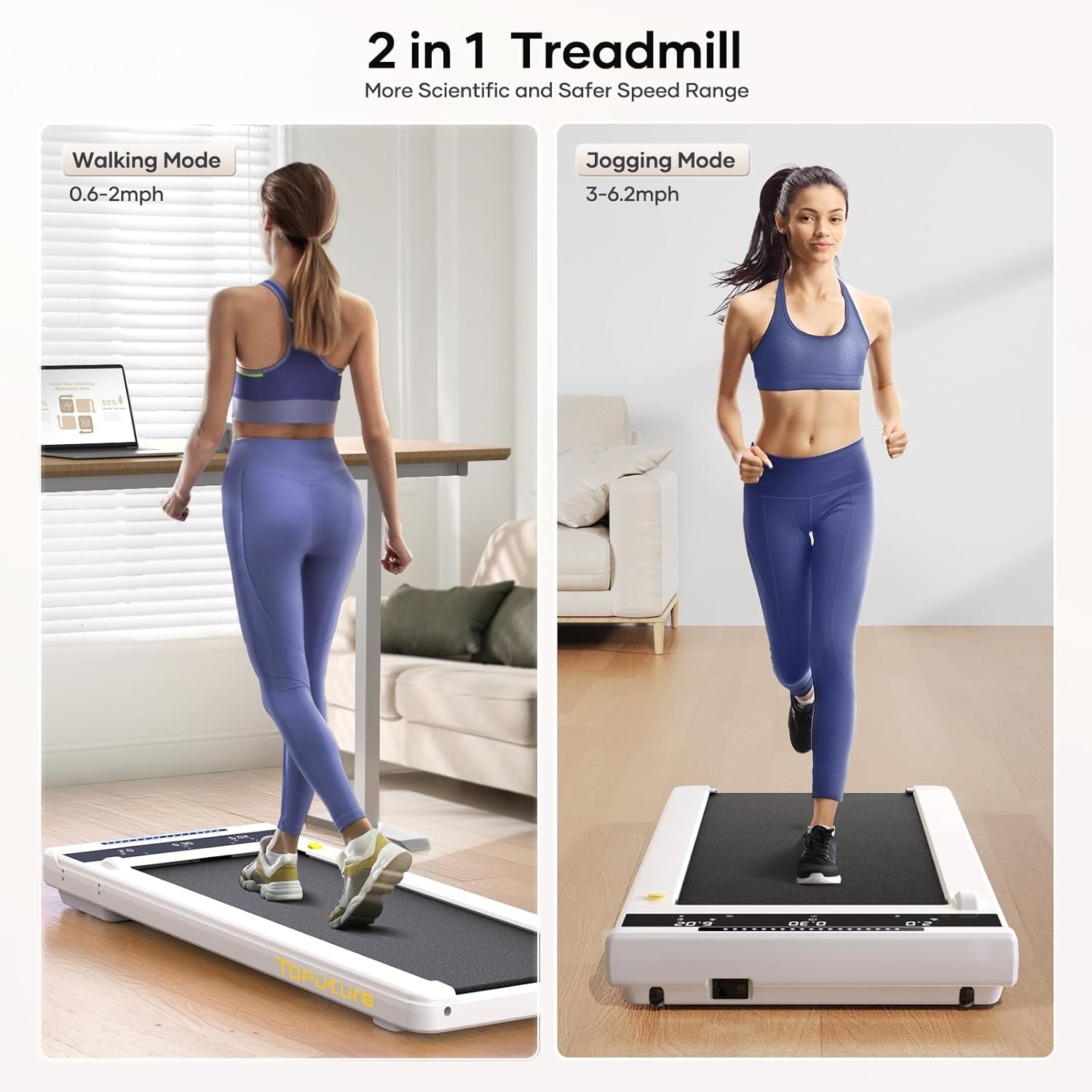 Walking Pad with Incline, Under Desk Treadmill, Portable Treadmills for Home/Office, Walking Jogging Running Machine 300 lbs Capacity with LED Display, Remote Control/App Control - Image 2