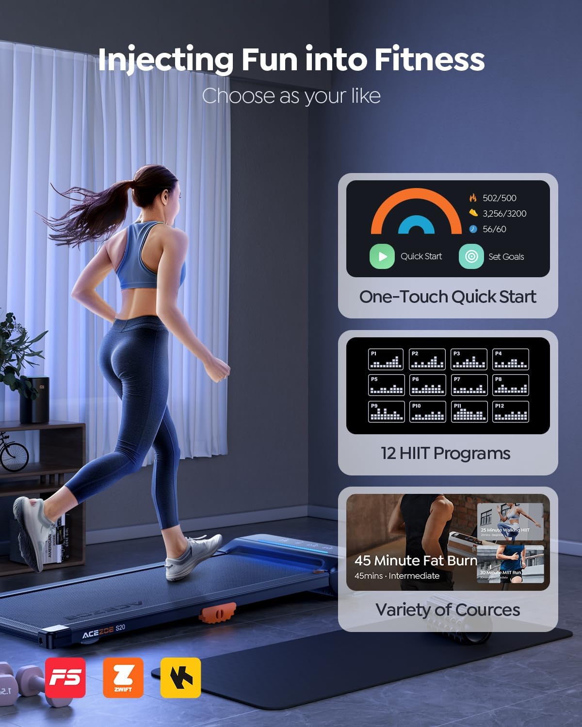 Walking Pad Treadmill with 10% Incline, Under Desk Treadmill, Compact Portable Treadmills for Home Office, 285lbs Capacity, APP/Remote Control, Exercise Anytime, Low-Noise - Image 6