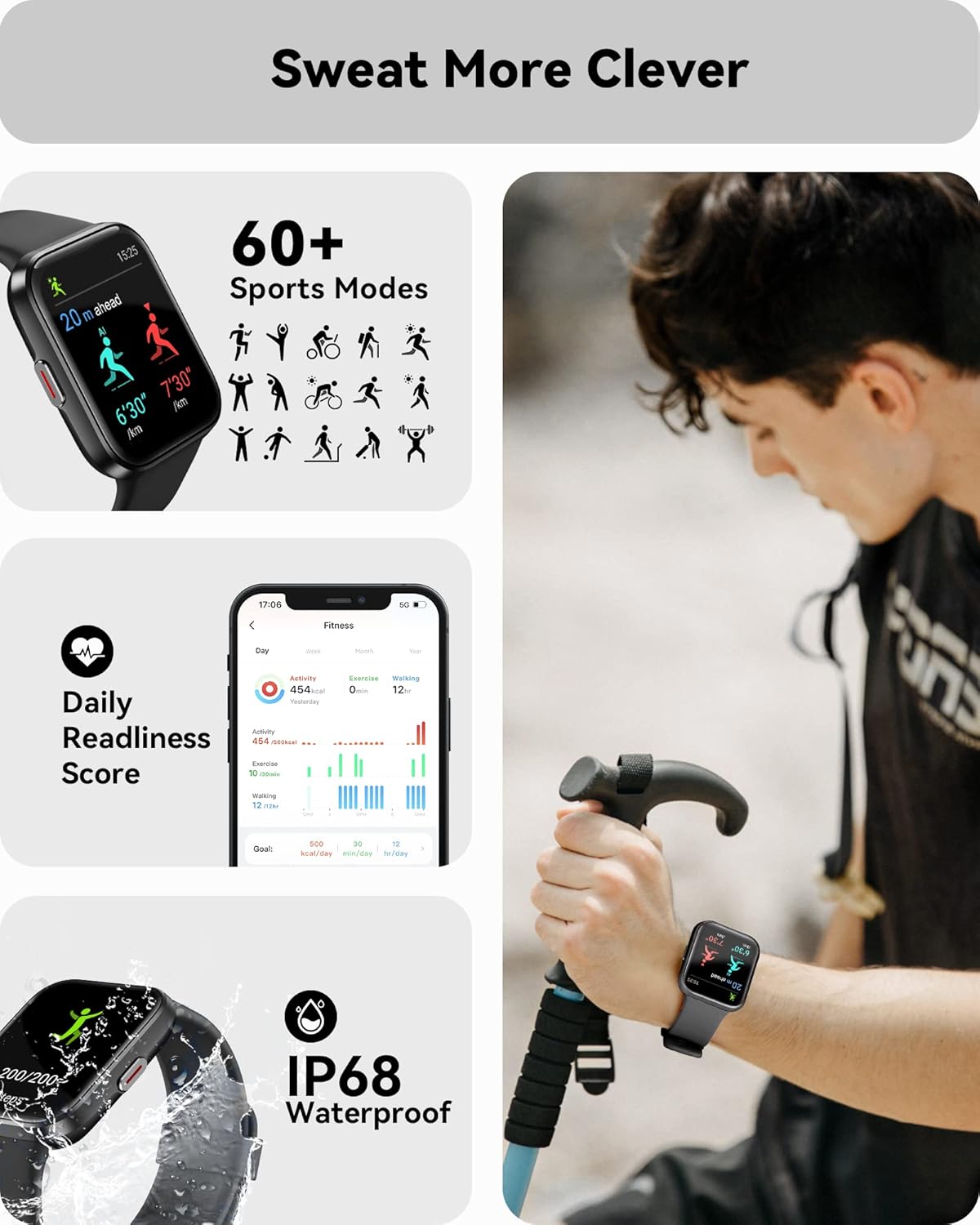 ENOMIR Smart Watch for Men Women(Answer/Make Call), Alexa Built-in,Fitness with Heart Rate SpO2 Sleep Monitor 100 Sports 5ATM Waterproof Activity Trackers and iOS&Android Phones, Black - Image 5